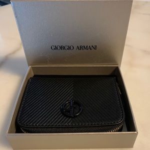 Giorgi Armani Black Calfskin Ziparound Wallet
